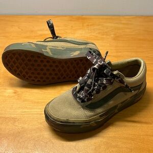 Vans Kids Tan and Green Camouflage Sneakers